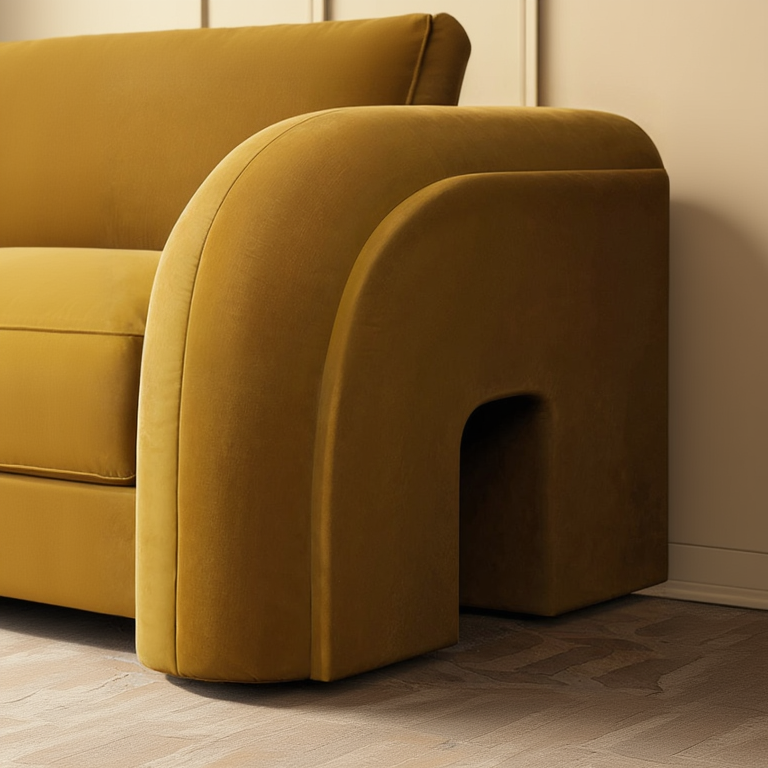 Voss Curved Two Seater Sofa, Velvet