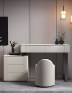 Paulina Modern Dressing Table With Drawers & LED Light, Solid Wood