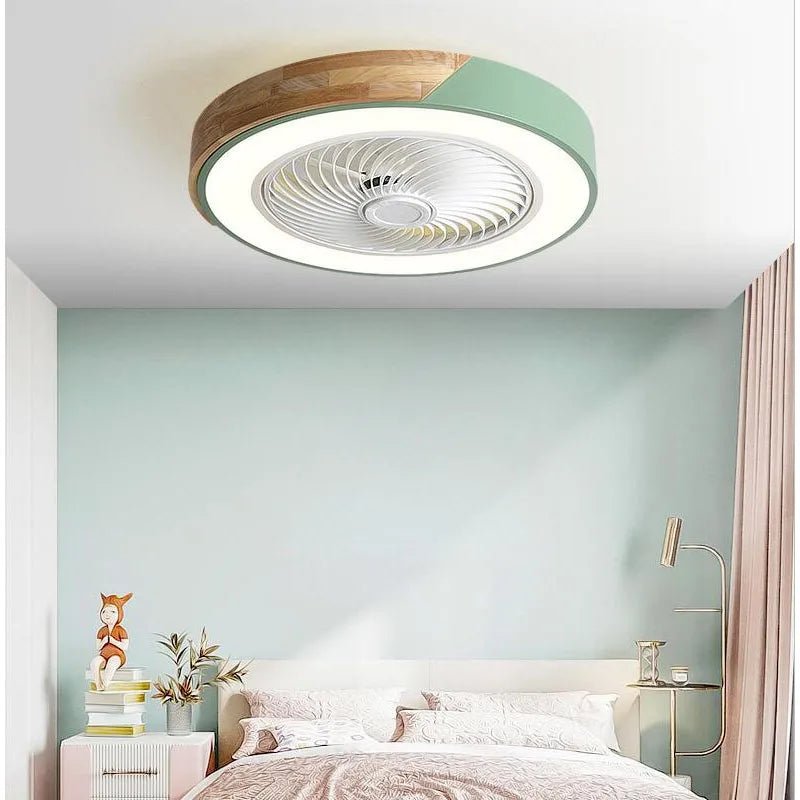 52CM Ceiling Fan Light Lamp 220V APP +Remote Control Fans Bedroom Dining Room Wood Ceiling Fan With Lights DC Green Ceiling Fan - MOOAZAA