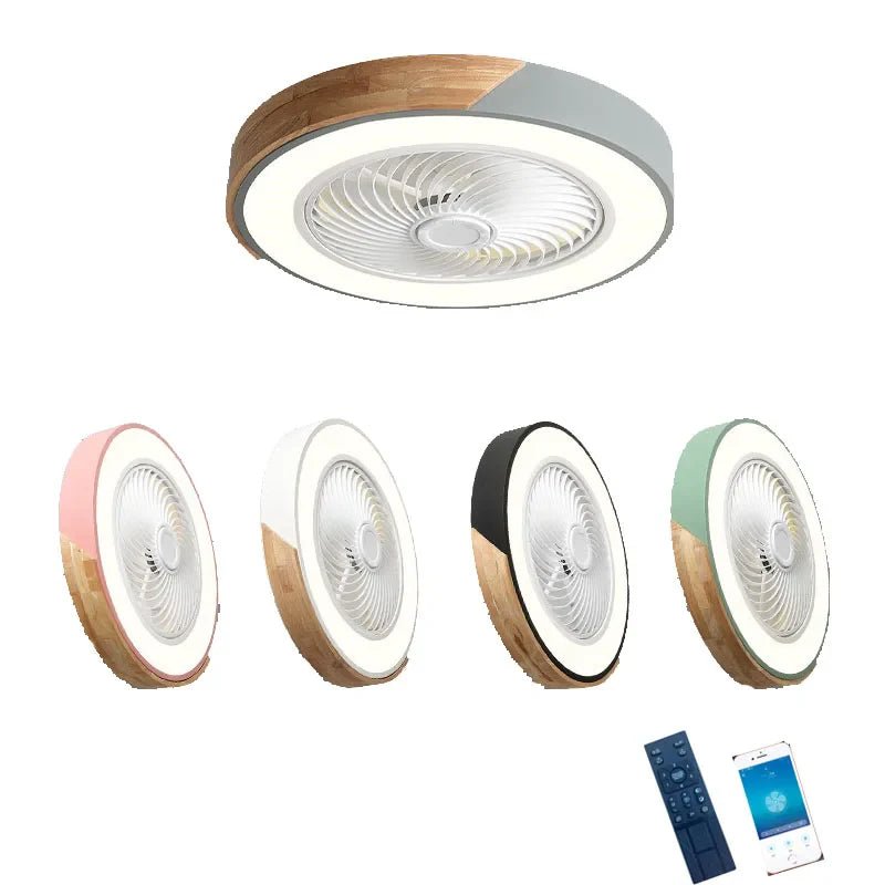 52CM Ceiling Fan Light Lamp 220V APP +Remote Control Fans Bedroom Dining Room Wood Ceiling Fan With Lights DC Green Ceiling Fan - MOOAZAA