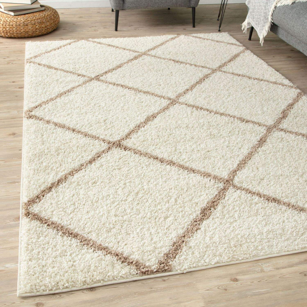Moroccan Ivory Shaggy Rug | 530