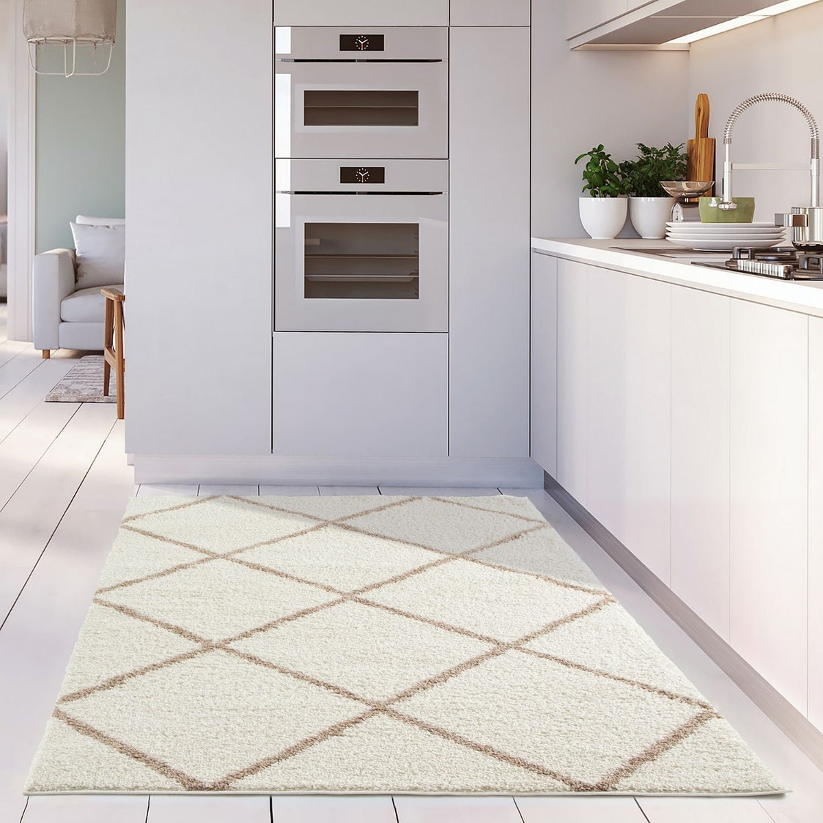 Moroccan Ivory Shaggy Rug | 530