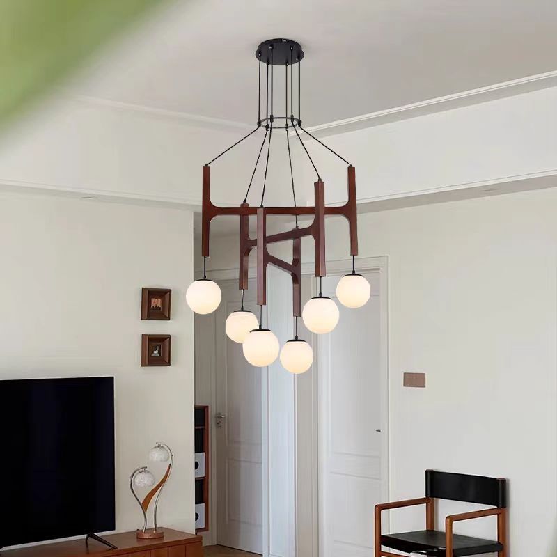 Living Room Chandelier Solid Wood Stairs Dining-room Lamp