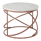 Nirav White Marble Round Coffee Table with Brass Finish Base