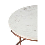 Nirav White Marble Round Coffee Table with Brass Finish Base