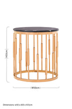 Alvaro Black Marble and Rose Gold Finish Round Side Table