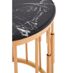 Alvaro Black Marble and Rose Gold Finish Round Side Table