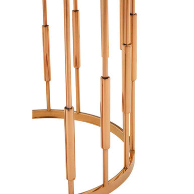 Alvaro Black Marble and Rose Gold Finish Round Side Table