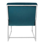 Vogue Teal Velvet Lounge Chair with Silver Finish Frame