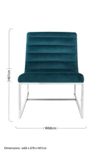 Vogue Teal Velvet Lounge Chair with Silver Finish Frame
