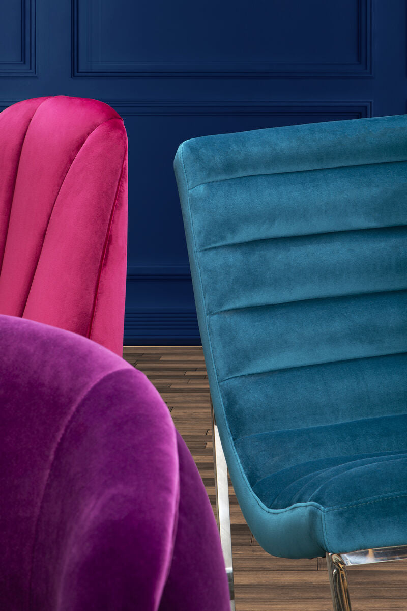 Vogue Teal Velvet Lounge Chair with Silver Finish Frame