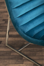 Vogue Teal Velvet Lounge Chair with Silver Finish Frame
