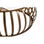 Decorative metal table with a white surface on a white background