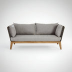 Gray sofa with wooden legs on a white background