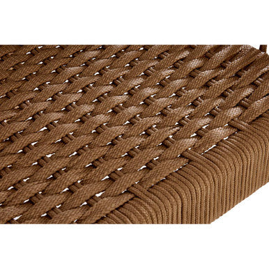 Close-up of brown woven mat with a white background