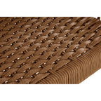 Close-up of brown woven mat with a white background