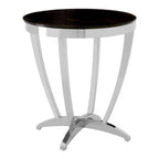 Yasmin Black Glass Side Table with Silver Finish Frame