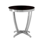 Yasmin Black Glass Side Table with Silver Finish Frame