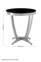 Yasmin Black Glass Side Table with Silver Finish Frame