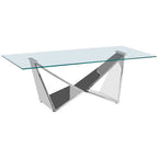 Allure Silver Finish Rectangular Coffee Table with Wing Base