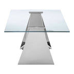 Allure Silver Finish Rectangular Coffee Table with Wing Base
