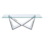 Allure Silver Finish Rectangular Coffee Table with Wing Base