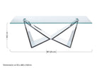 Allure Silver Finish Rectangular Coffee Table with Wing Base