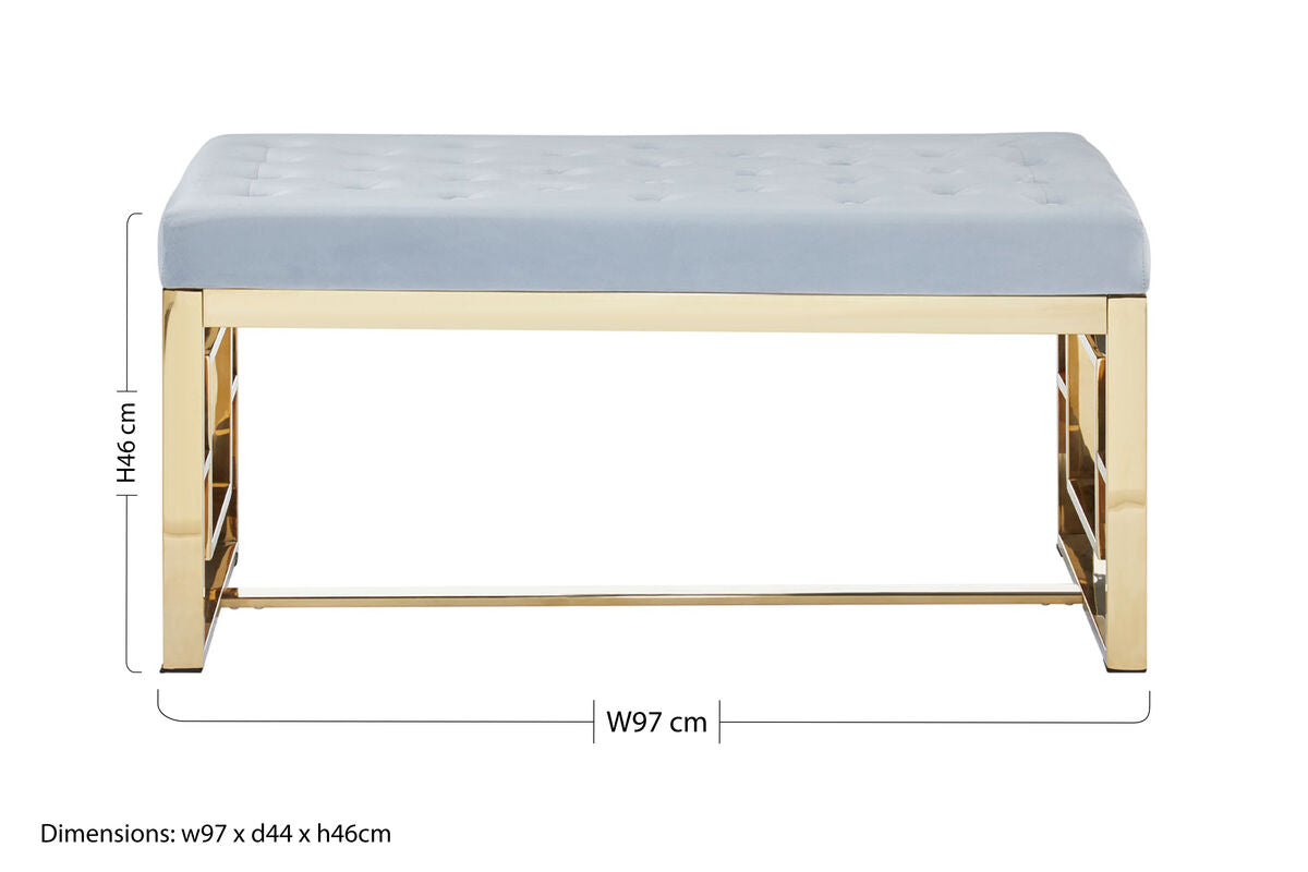 Powder Grey Tufted Bench | Allure