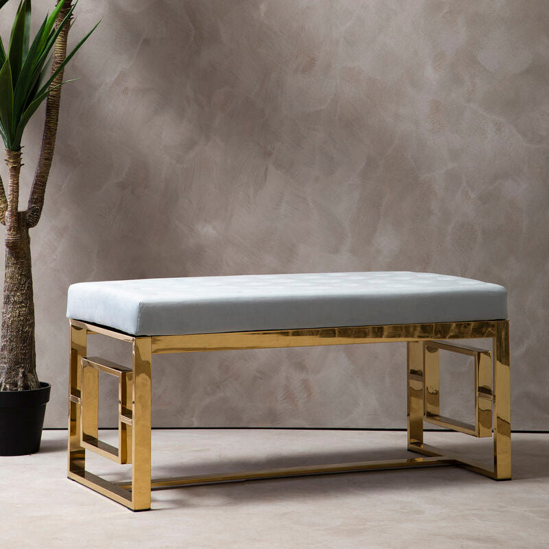 Powder Grey Tufted Bench | Allure