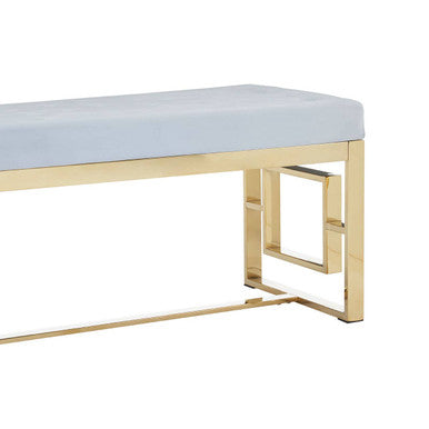 Powder Grey Tufted Bench | Allure