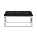 Black Tufted Seat And Silver Finish Bench | Allure