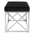 Black Tufted Seat And Silver Finish Bench | Allure