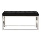 Black Tufted Seat And Silver Finish Bench | Allure