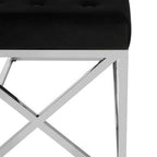 Black Tufted Seat And Silver Finish Bench | Allure