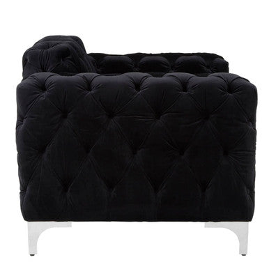 Madina Black Velvet Modern Chesterfield Chair