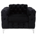 Madina Black Velvet Modern Chesterfield Chair