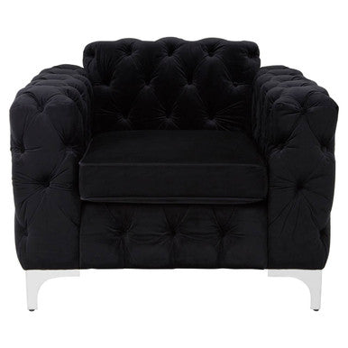 Madina Black Velvet Modern Chesterfield Chair