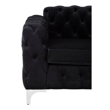 Madina Black Velvet Modern Chesterfield Chair