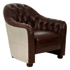 Victor Brown Leather Button Tufted Tub Chair