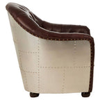 Victor Brown Leather Button Tufted Tub Chair