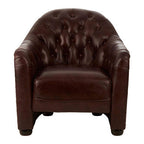 Victor Brown Leather Button Tufted Tub Chair