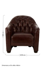 Victor Brown Leather Button Tufted Tub Chair
