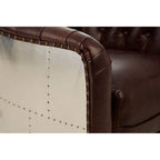 Victor Brown Leather Button Tufted Tub Chair