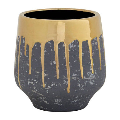 Small Grey and Gold Finish Planter | Cyrus