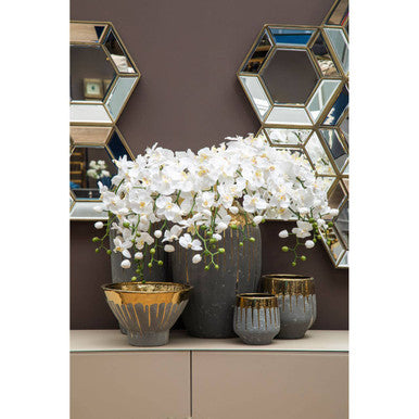 Small Grey and Gold Finish Planter | Cyrus