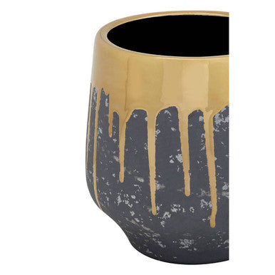 Small Grey and Gold Finish Planter | Cyrus
