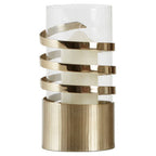 Amreli Gold Metal and Glass Large Hurricane Candle Holder with Spiral Design