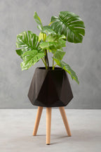 Large Black Geometric Planter with Legs | Darnell