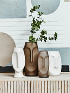 Smoked Grey Large Face Design Vase | Viso