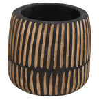 Arlo Black and Natural Large Engraved Wood Planter